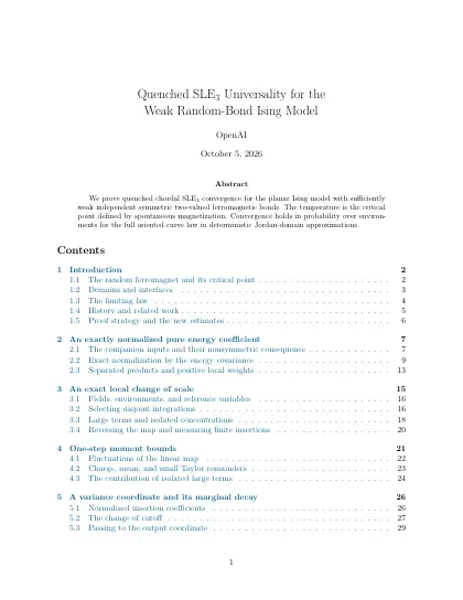 First page of Quenched SLE₃ Universality for the Weak Random-Bond Ising Model