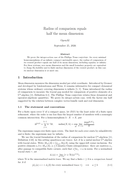 First page of Radius of comparison equals half the mean dimension