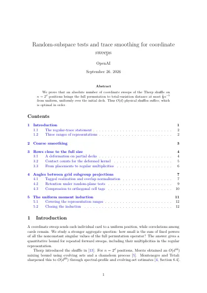 First page of Random-subspace tests and trace smoothing for coordinate sweeps