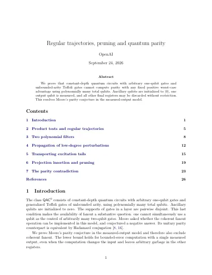 First page of Regular trajectories, pruning and quantum parity