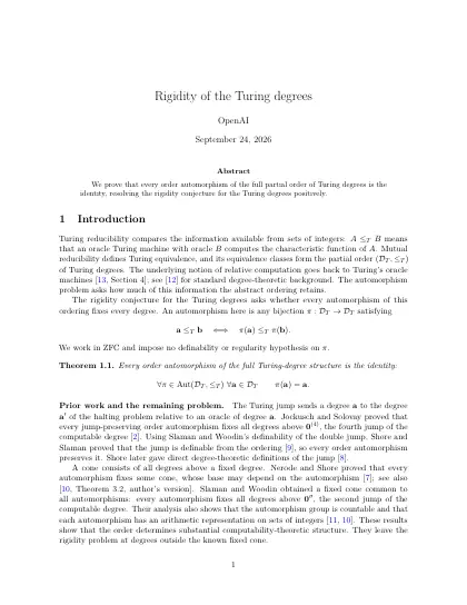 First page of Rigidity of the Turing degrees
