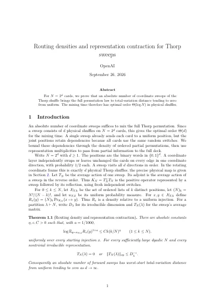 First page of Routing densities and representation contraction for Thorp sweeps