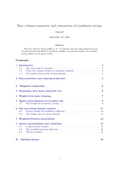 First page of Row–column symmetry and contraction of coordinate sweeps