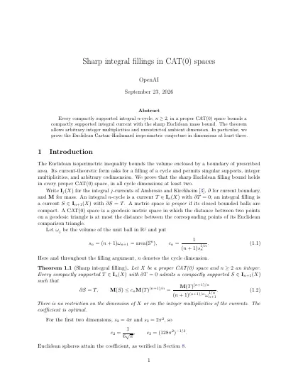 First page of Sharp integral fillings in CAT(0) spaces