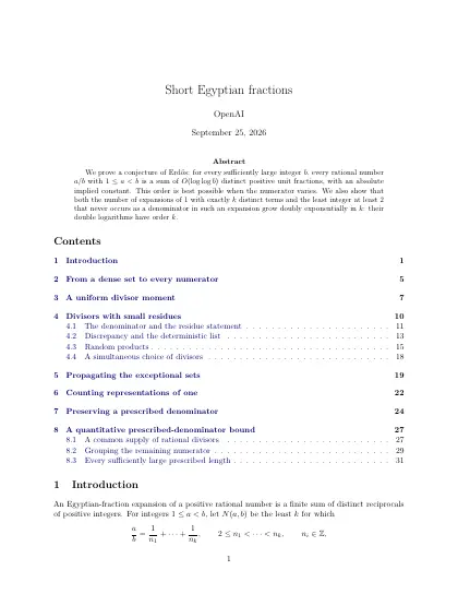 First page of Short Egyptian fractions