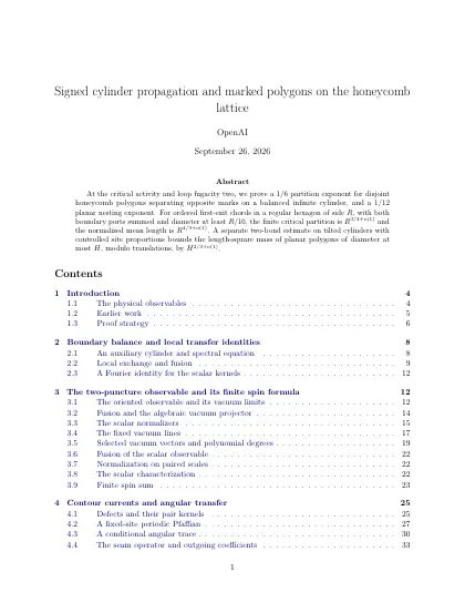 First page of Signed cylinder propagation and marked polygons on the honeycomb lattice