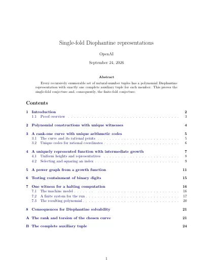 First page of Single-fold Diophantine representations
