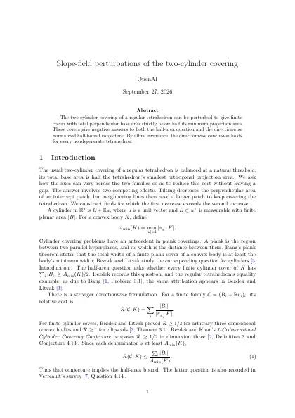 First page of Slope-field perturbations of the two-cylinder covering