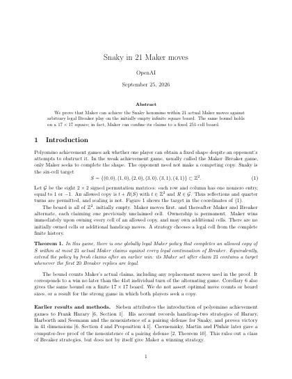 First page of Snaky in 21 Maker moves