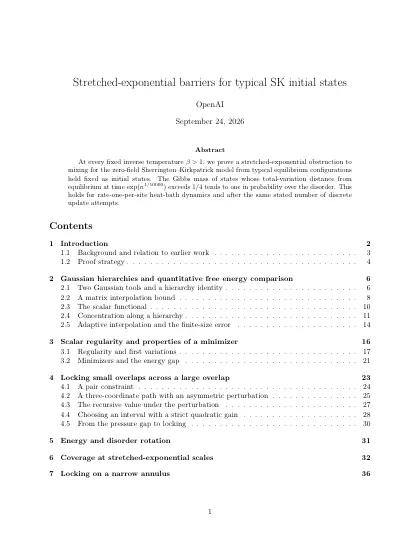 First page of Stretched-exponential barriers for typical SK initial states