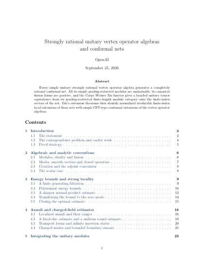 First page of Strongly rational unitary vertex operator algebras and conformal nets
