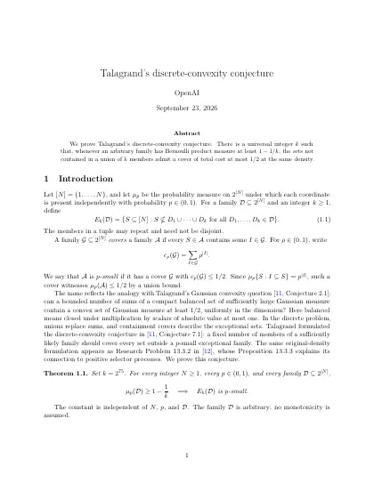 First page of Talagrand’s discrete-convexity conjecture