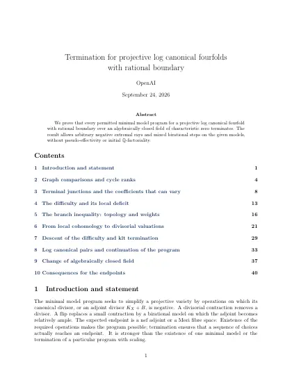 First page of Termination for projective log canonical fourfolds with rational boundary