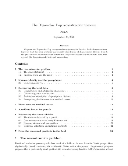 First page of The Bogomolov-Pop reconstruction theorem