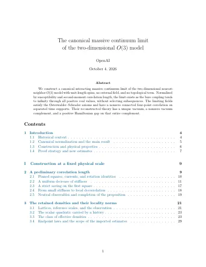 First page of The canonical massive continuum limit of the two-dimensional O(3) model