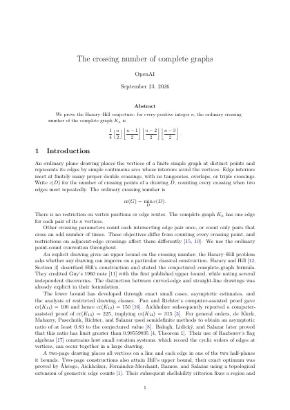 First page of The crossing number of complete graphs