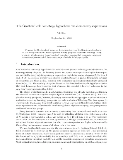 First page of The Grothendieck homotopy hypothesis via elementary expansions