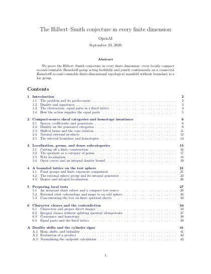 First page of The Hilbert–Smith conjecture in every finite dimension