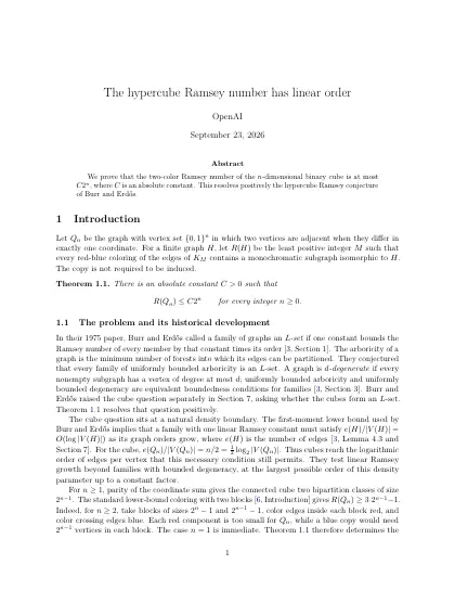 First page of The hypercube Ramsey number has linear order