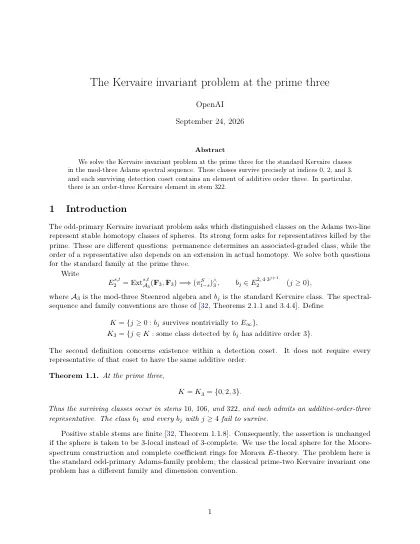 First page of The Kervaire invariant problem at the prime three