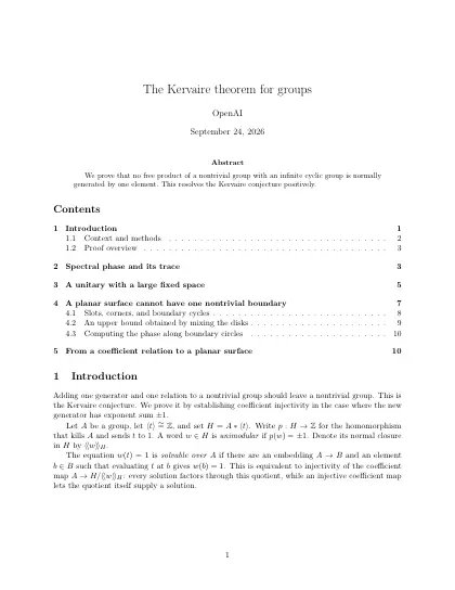 First page of The Kervaire theorem for groups