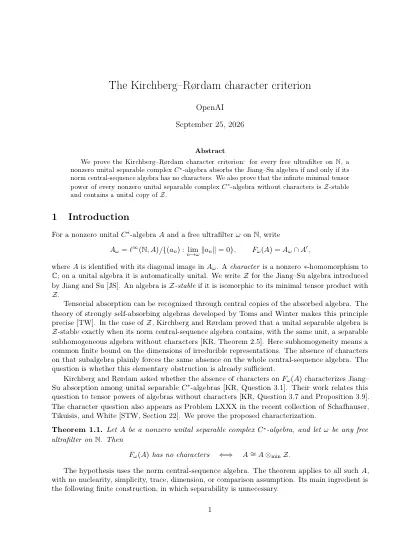 First page of The Kirchberg–Rørdam character criterion