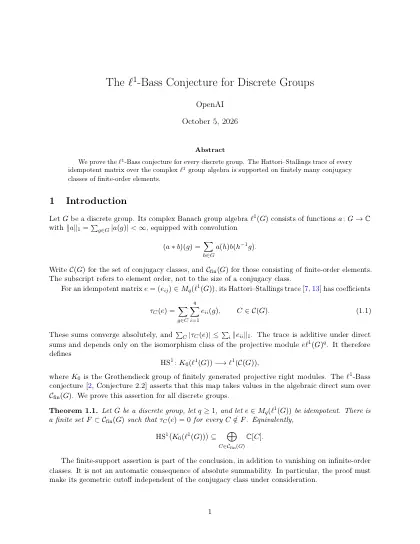 First page of The ℓ¹-Bass Conjecture for Discrete Groups