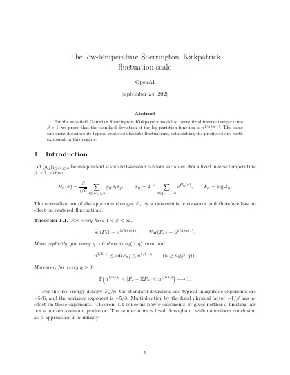 First page of The low-temperature Sherrington–Kirkpatrick fluctuation scale
