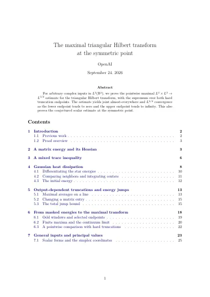First page of The maximal triangular Hilbert transform at the symmetric point