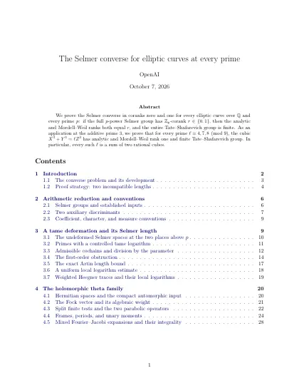 First page of The Selmer converse for elliptic curves at every prime
