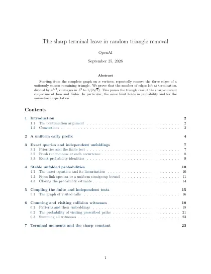 First page of The sharp terminal leave in random triangle removal