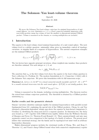 First page of The Solomon–Yau least-volume theorem