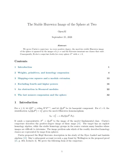 First page of The Stable Hurewicz Image of the Sphere at Two
