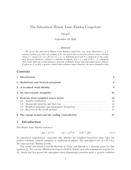 First page of The Subcritical Hénon–Lane–Emden Conjecture
