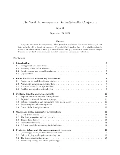 First page of The Weak Inhomogeneous Duffin–Schaeffer Conjecture