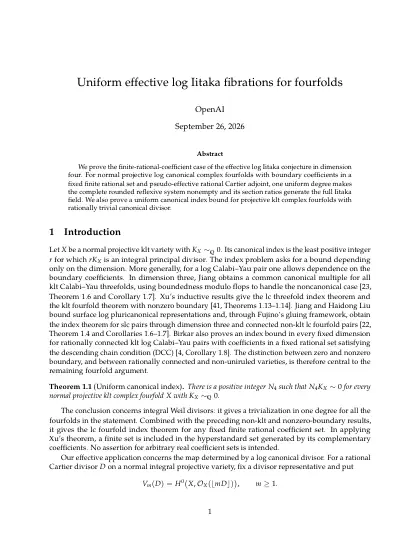 First page of Uniform effective log Iitaka fibrations for fourfolds
