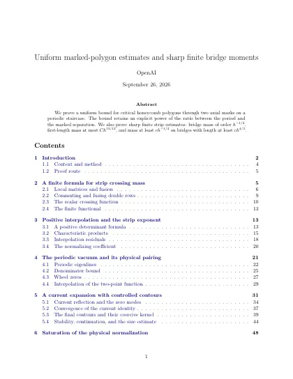 First page of Uniform marked-polygon estimates and sharp finite bridge moments