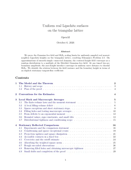 First page of Uniform real Lipschitz surfaces on the triangular lattice