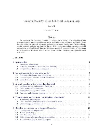 First page of Uniform Stability of the Spherical Laughlin Gap