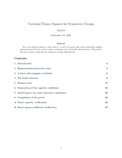 First page of Universal Tensor Squares for Symmetric Groups