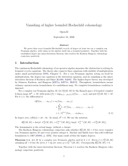 First page of Vanishing of higher bounded Hochschild cohomology