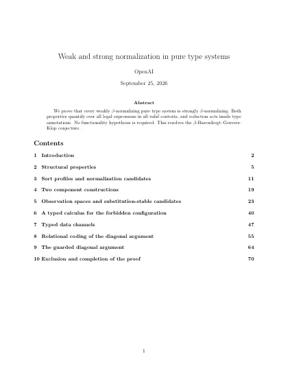 First page of Weak and strong normalization in pure type systems